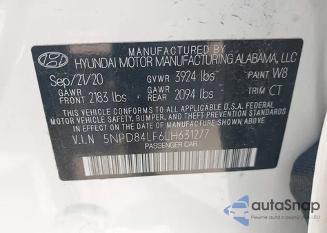 2020 Hyundai Elantra Sel from USA, damaged, VIN 5NPD84LF6LH631277